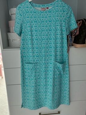 Persifor NWT Teal Carter Kelp Blue Radiance Short-Sleeve Midi Dress- Size Medium